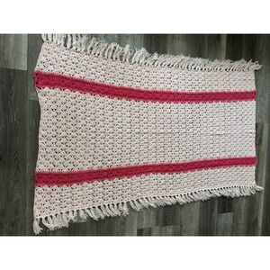 Handmade Crochet Blanket Afghan 71"X 44" Pink And Dark Pink .‎ Very Beautiful.